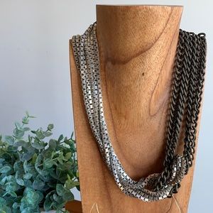 SORRELLI Mimi collection antique gold & silver chain knot statement necklace ✨